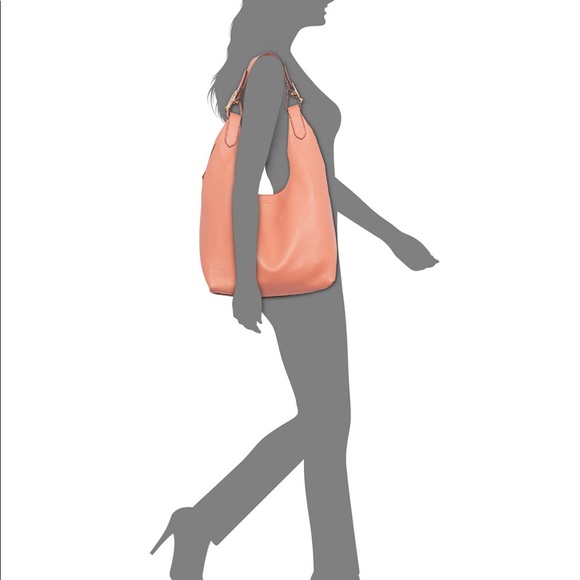 DKNY WES HOBO Coral Tote Handbag  Pebbled Leather - Picture 6 of 10